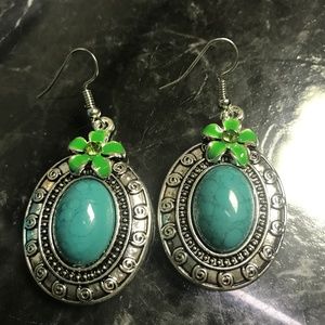 Tibetan Silver Turquoise Earrings