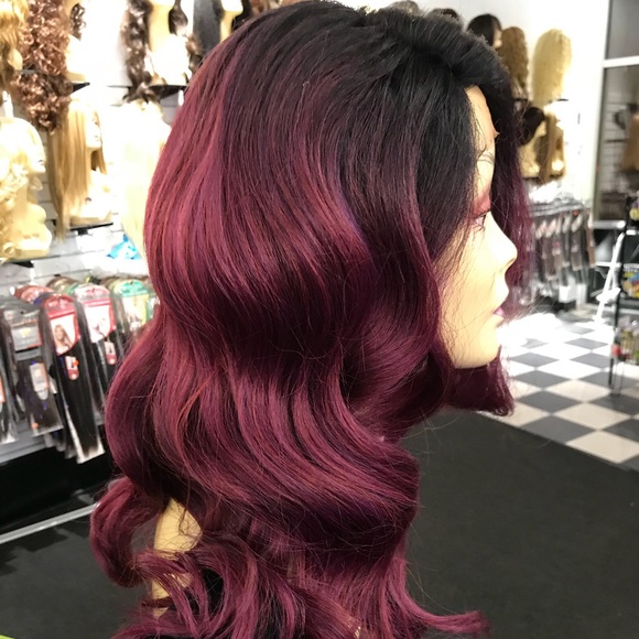 Accessories Wig Lacefront Vibrant Burgundy Magenta Ombr Wig