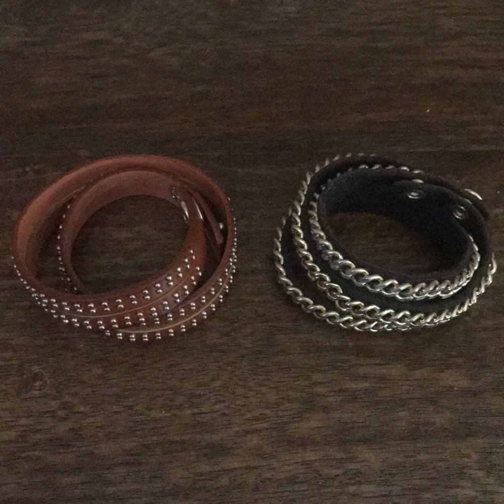 Two (2) leather wrap bracelets