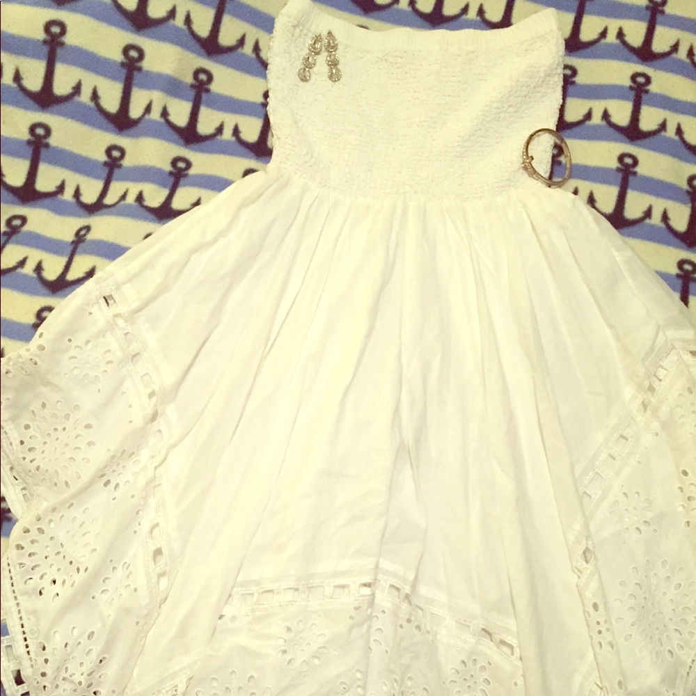 Michael Kors White Strapless Dress w/Crochet trim