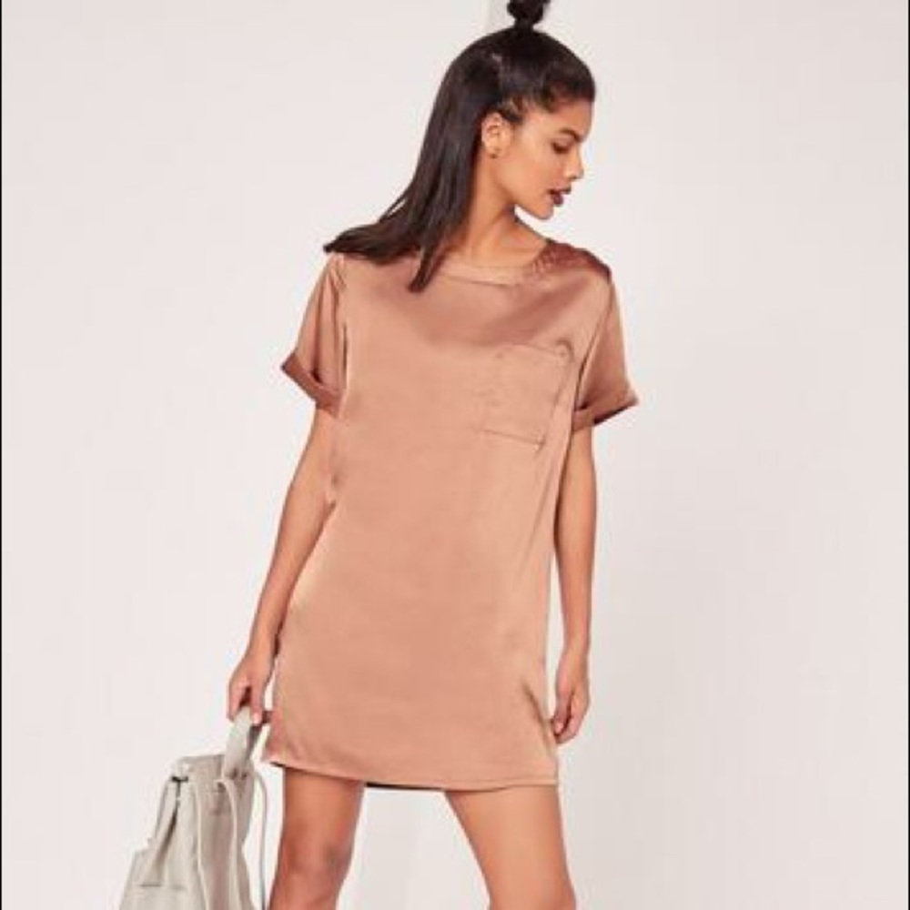 Satin Brown Shirt Dress