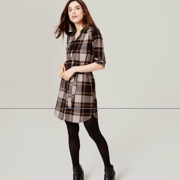 black plaid shirt dress