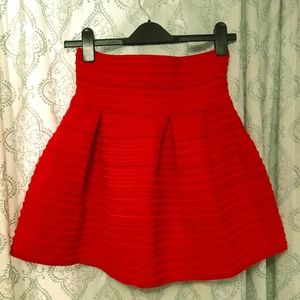 H&M Red High Waist Bell - Skater Skirt - Holiday