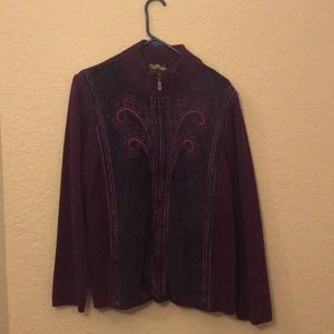NWOT bob mackie embroidered leather jacket