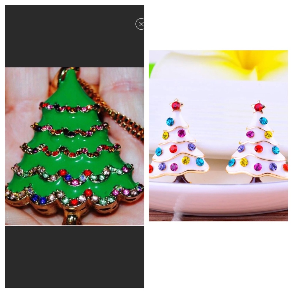 🎄CLASSIC CHRISTMAS TREE NECKLACE EARRINGS SET!