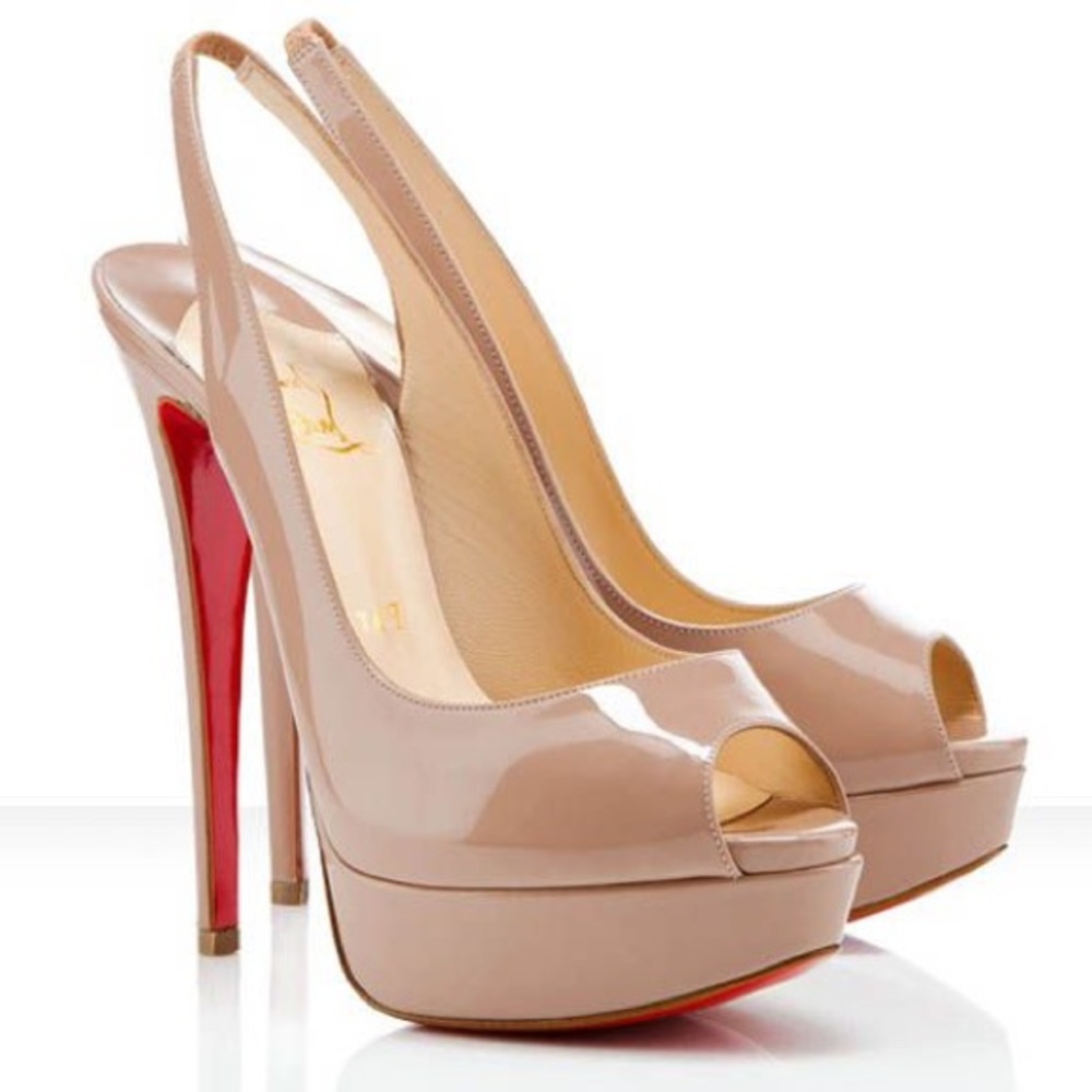 Christian Louboutin nude lady peep heel size 37