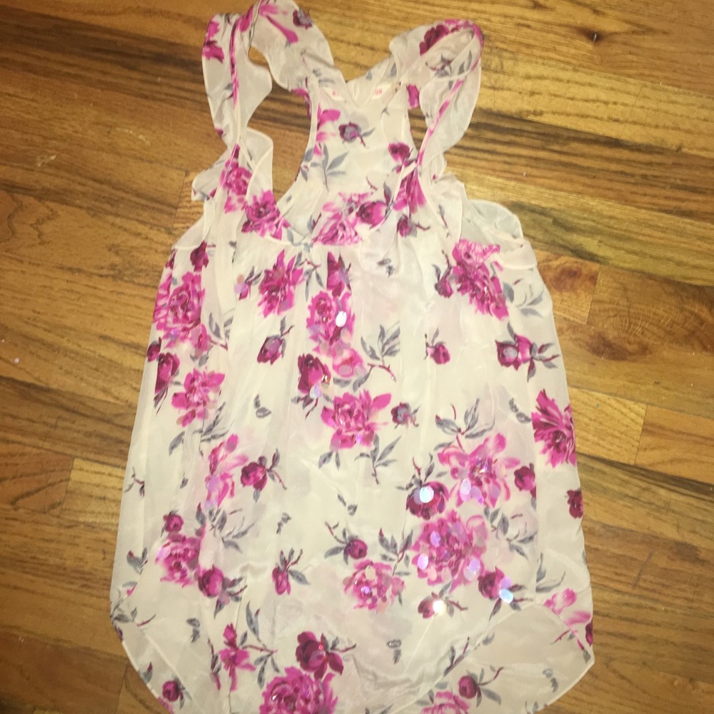 Rebecca Taylor rose printed tank with sequins