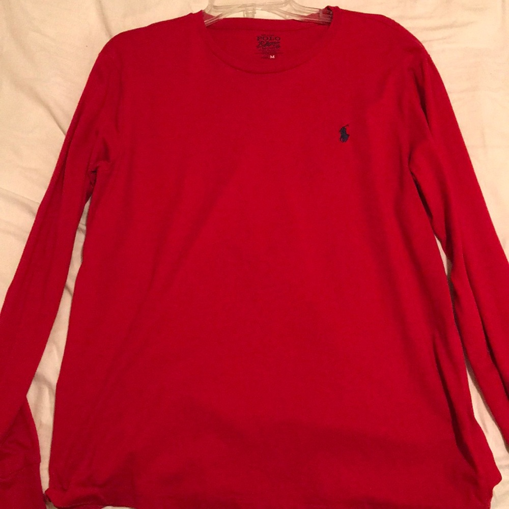 Long sleeve red polo