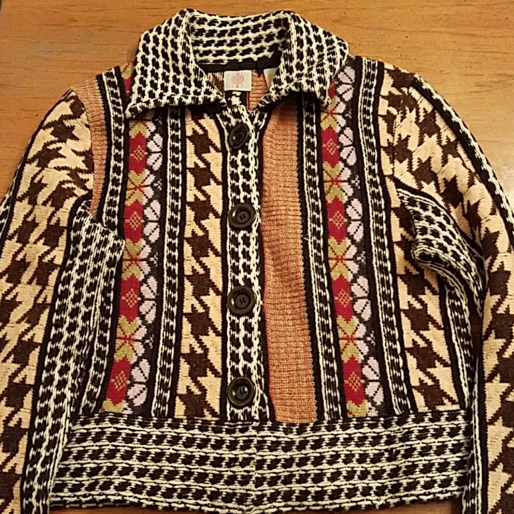 Patterned Wool Sweater, Size S
