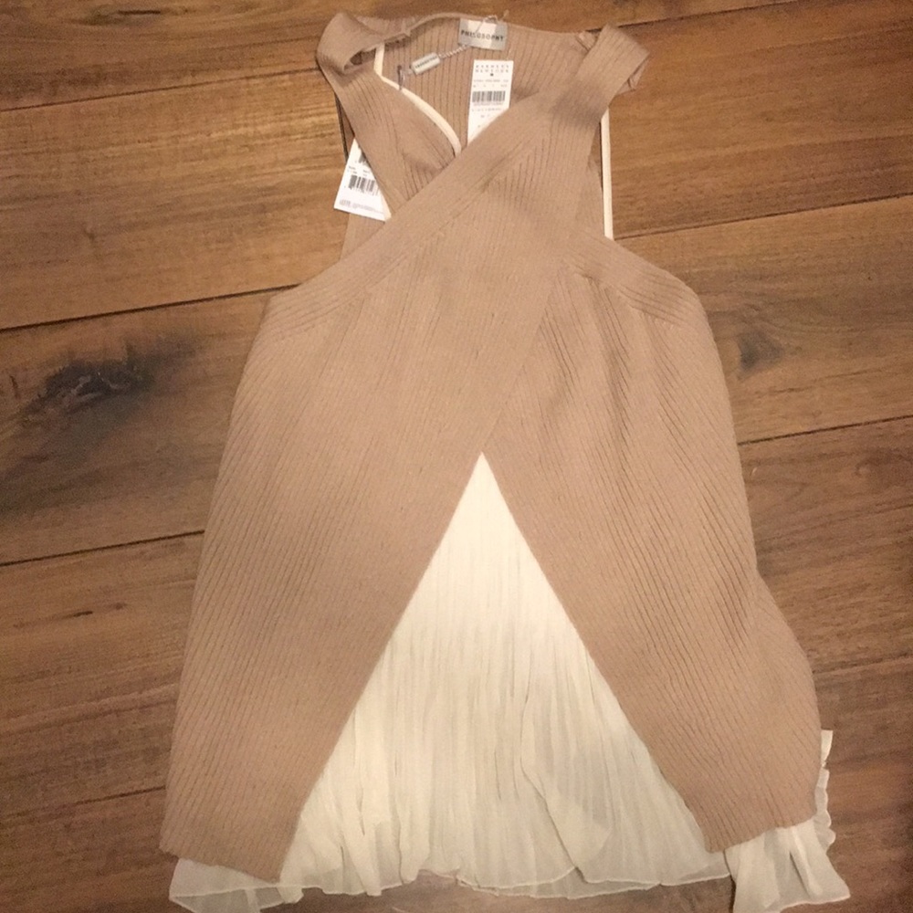 Philosophy cross cashmere and cotton combo tank