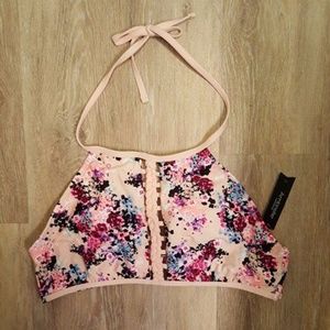 Adorable Floral Print Halter Swim Top