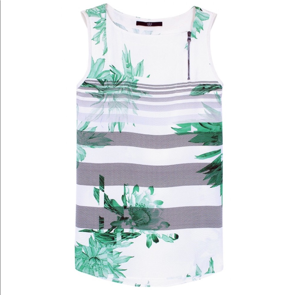 $285 NWOT Tibi 'Sierra Mesh' Print Silk Top
