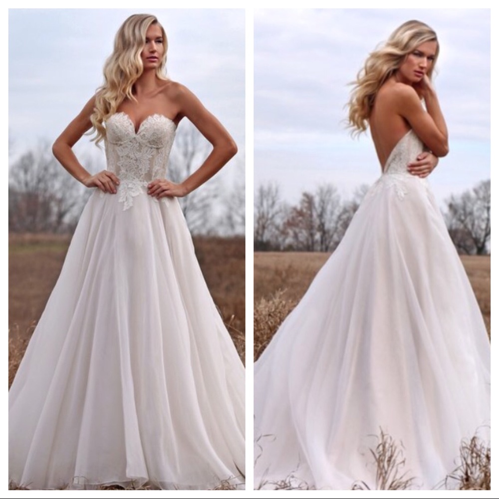 NWT MARISA Silk Organza Lace Gown Sweetheart Cut