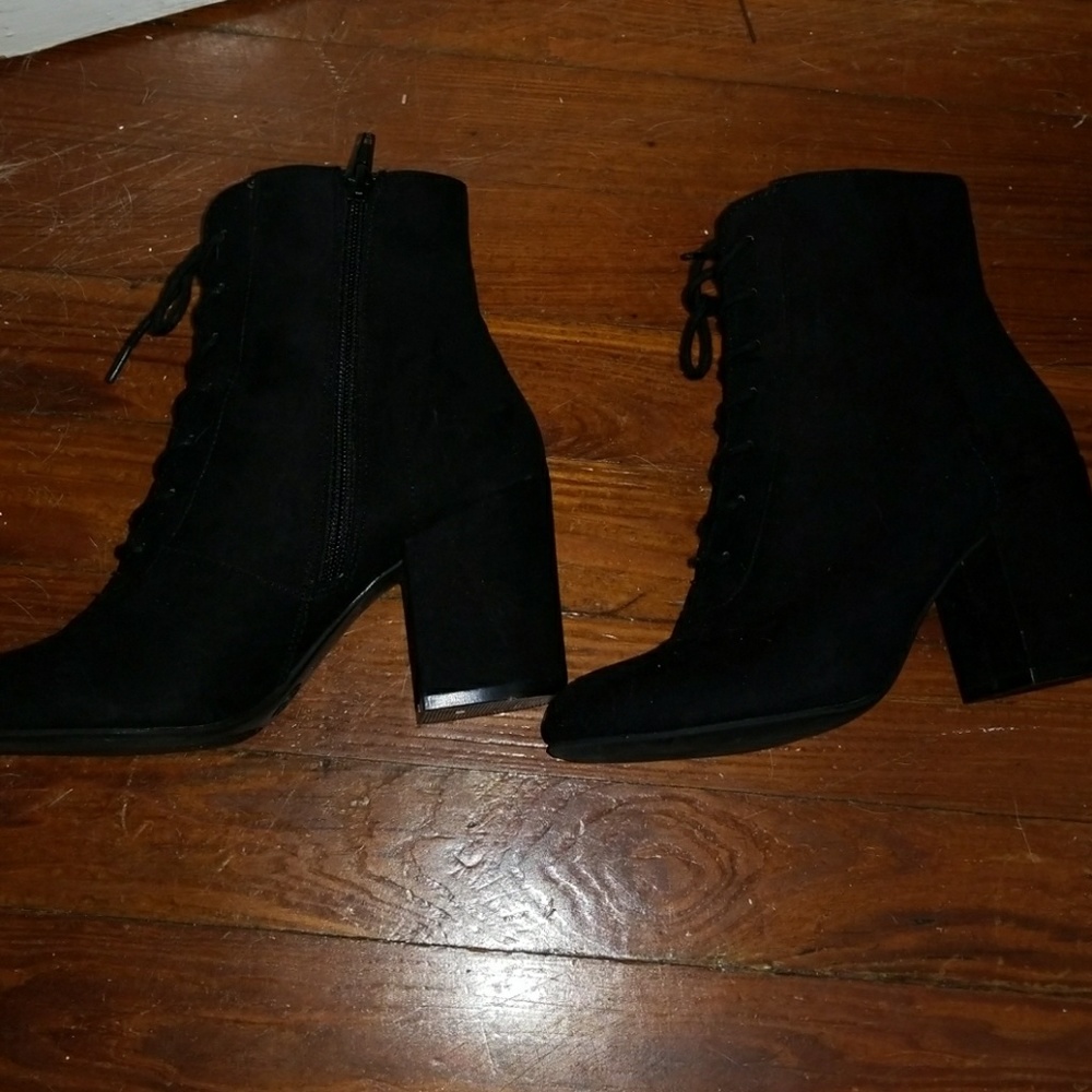 Black lace up booties