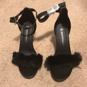 Fur trimmed heels