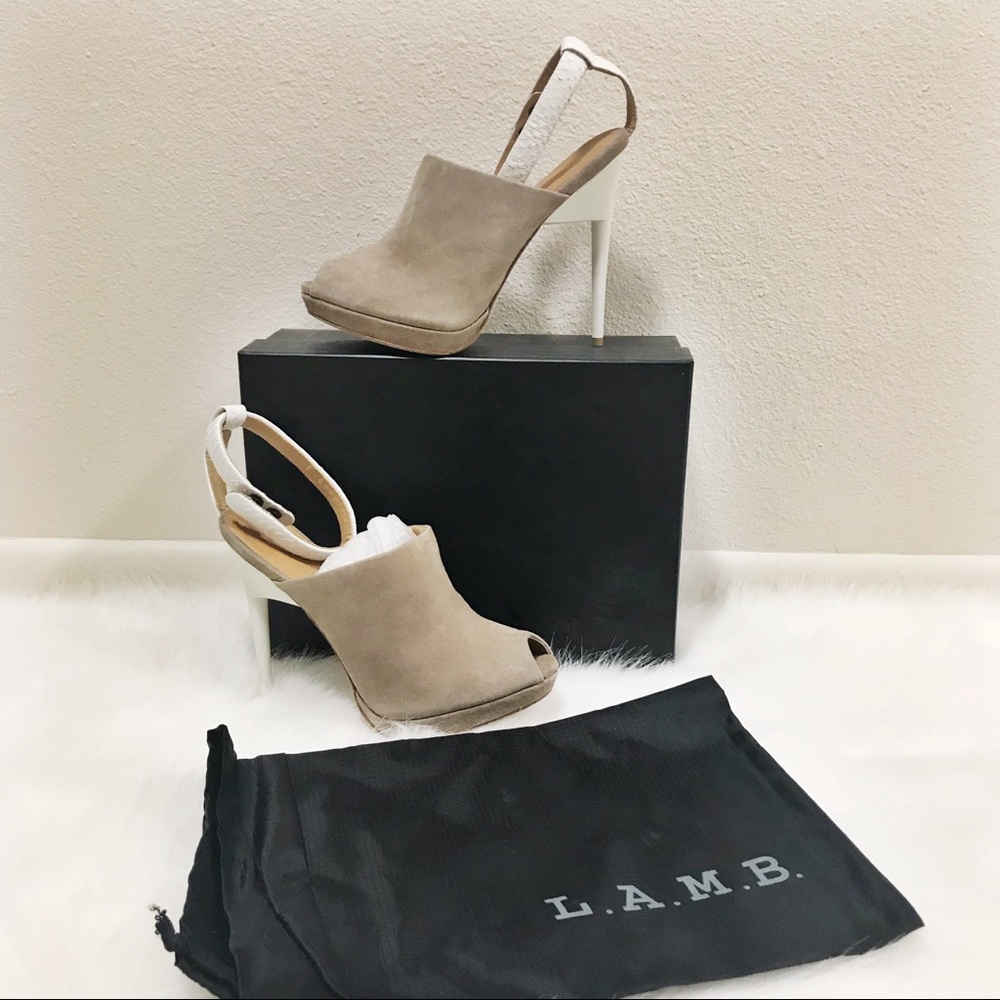 RARE🦄 L.A.M.B Apollo High Heel Ankle Strap Mule
