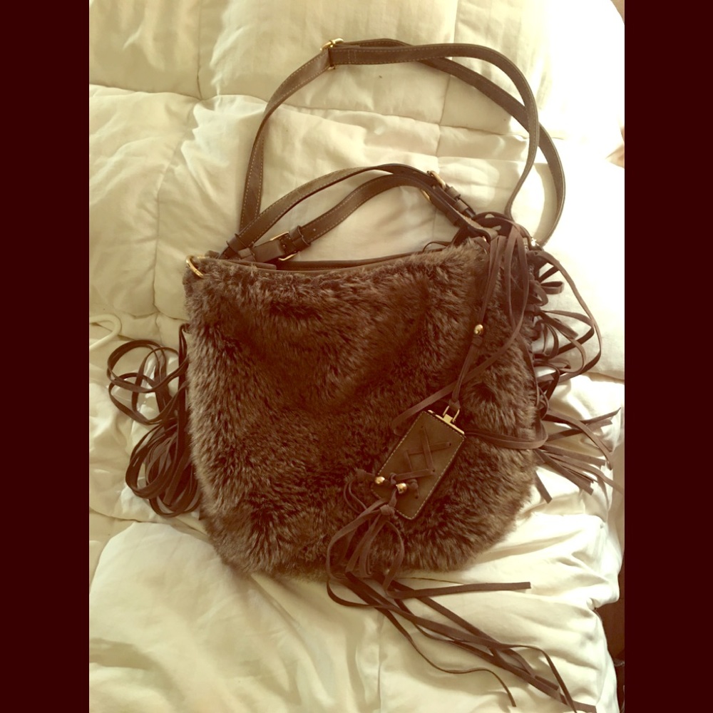 Brown Faux Fur Hobo Shoulder bag