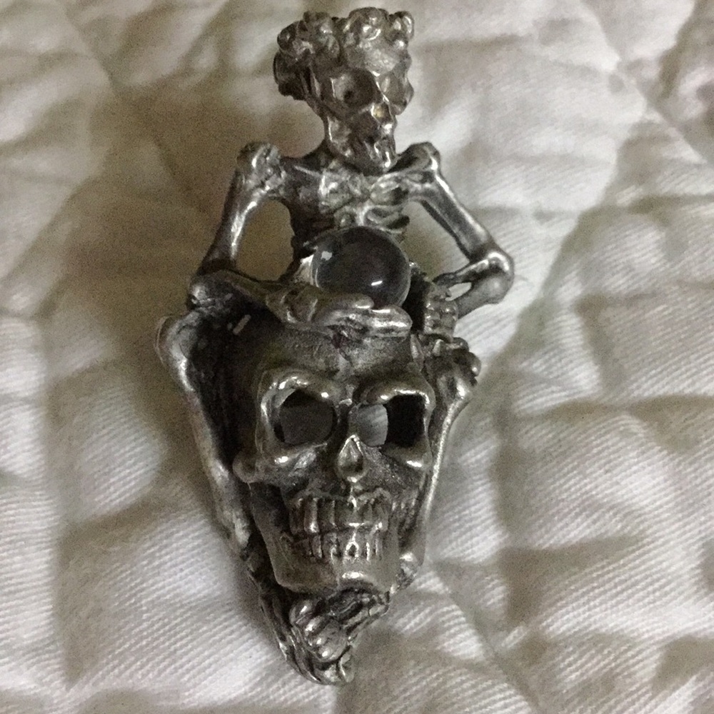 Skull Skeleton Crystal Ball Necklace Pendant