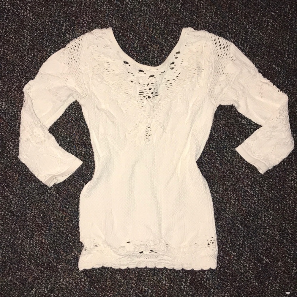Free people creme lace stretch top