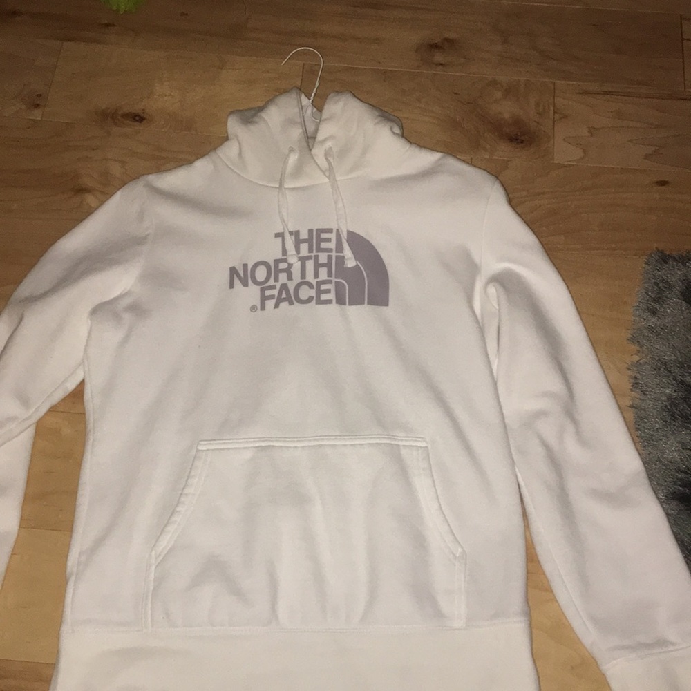 White and gray north face hoodie