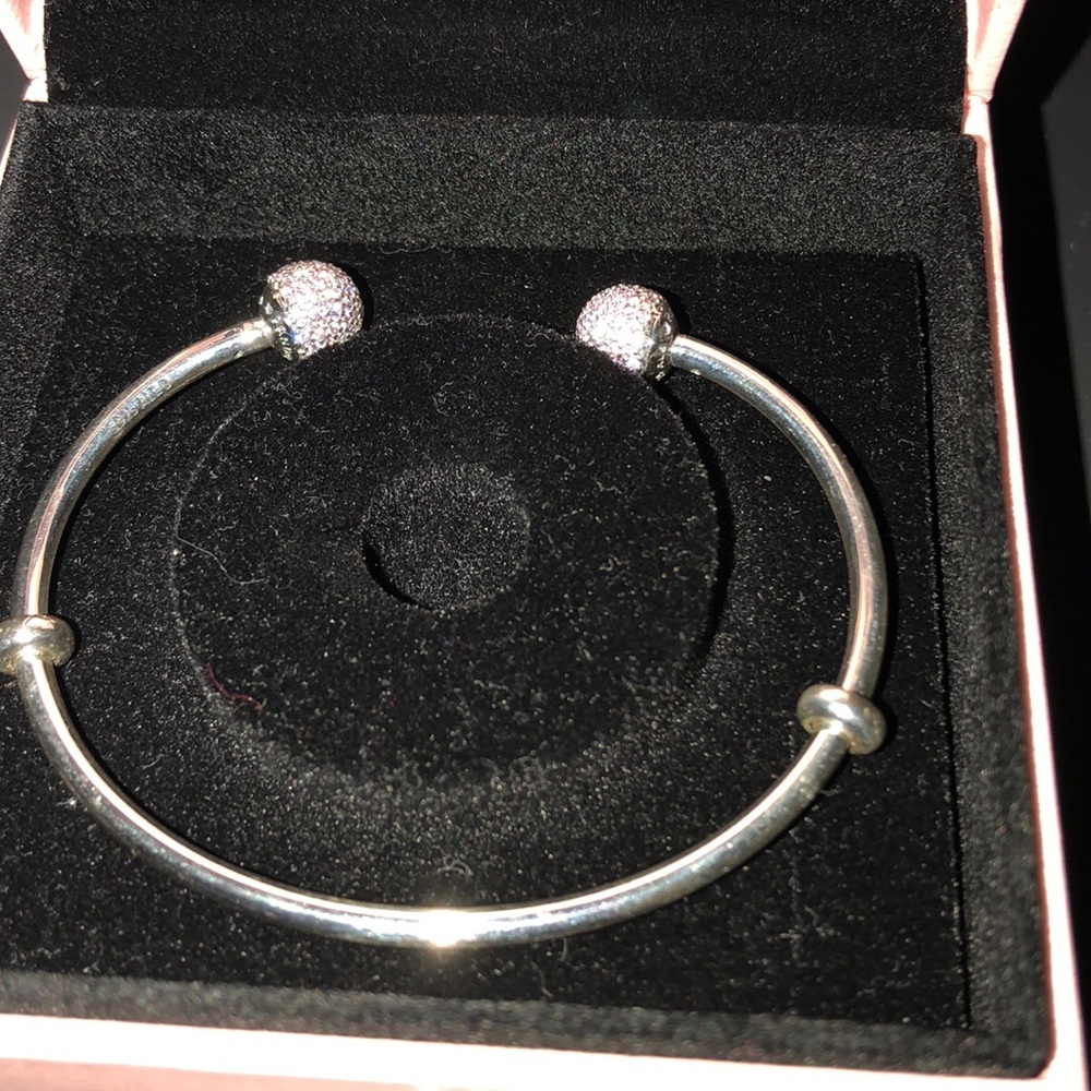 Authentic open Pandora  Bangle W/ pink CZ