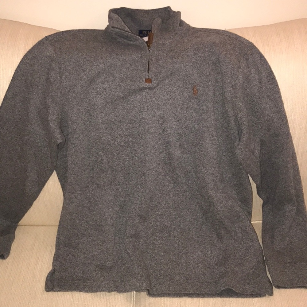 Grey half zip polo sweater