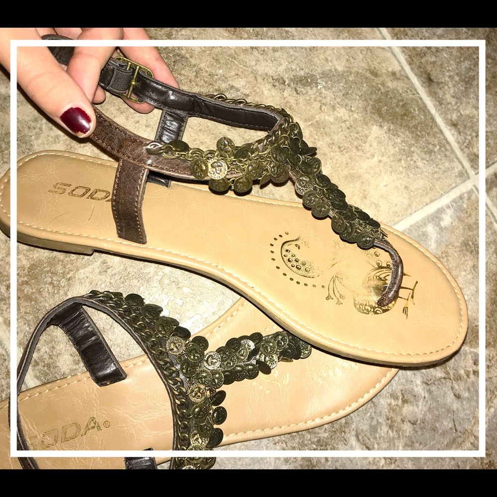 Medallion Metallic Sandals