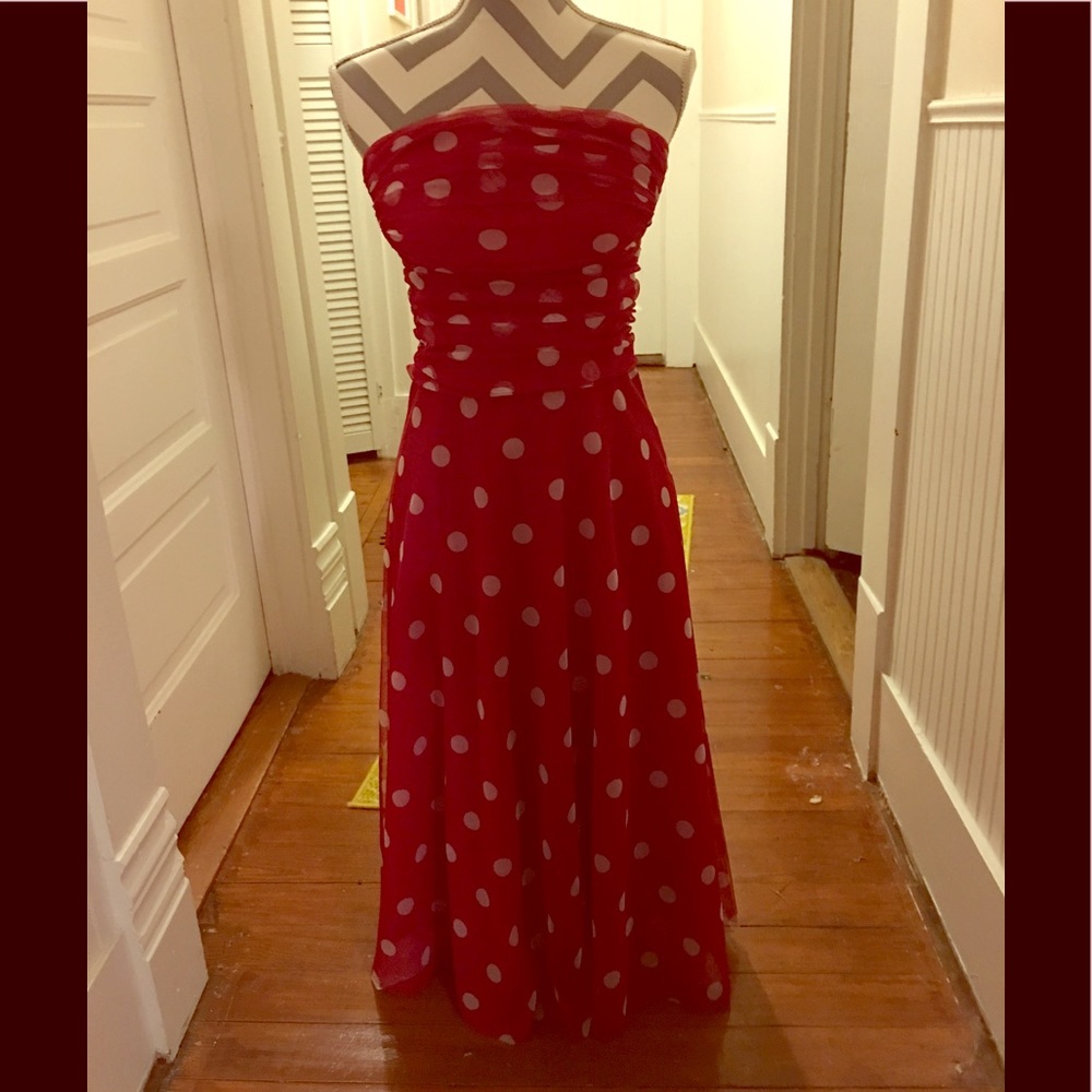 Beautiful, worn once, red and white polka dress