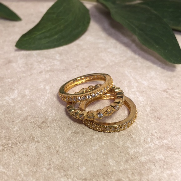 Jewelry - Set of three stackable gold tone jewel rings 5