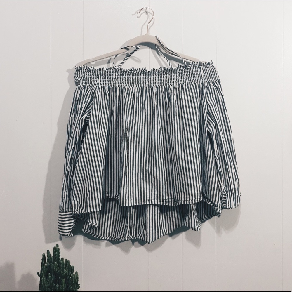 Off the shoulder striped top with straps included