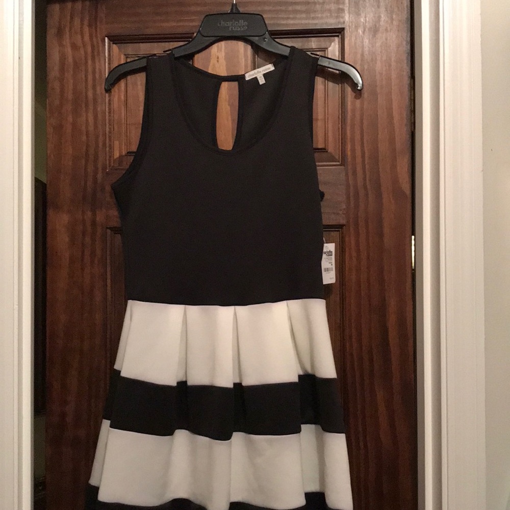 NWT Charlotte Russe black and white striped dress