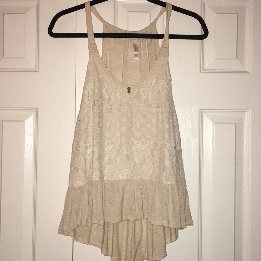 multipattern beige top