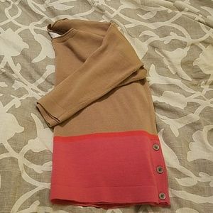 LOFT color block sweater w/ button detailing