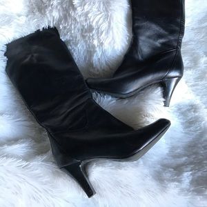 XMAS Sale ✨Mid calf leather black boots with heel