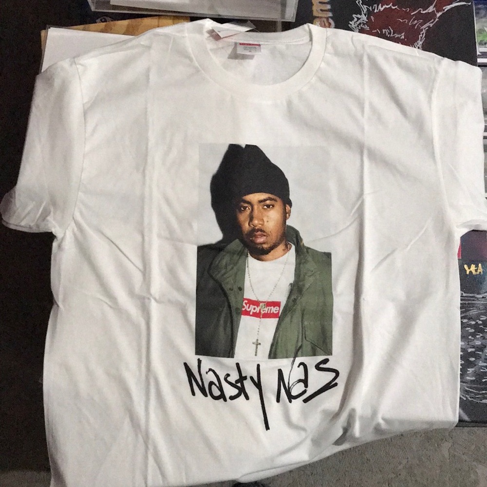 White Supreme Nas T-shirt XL