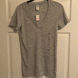 Victoria’s Secret Pink V neck tee grey small