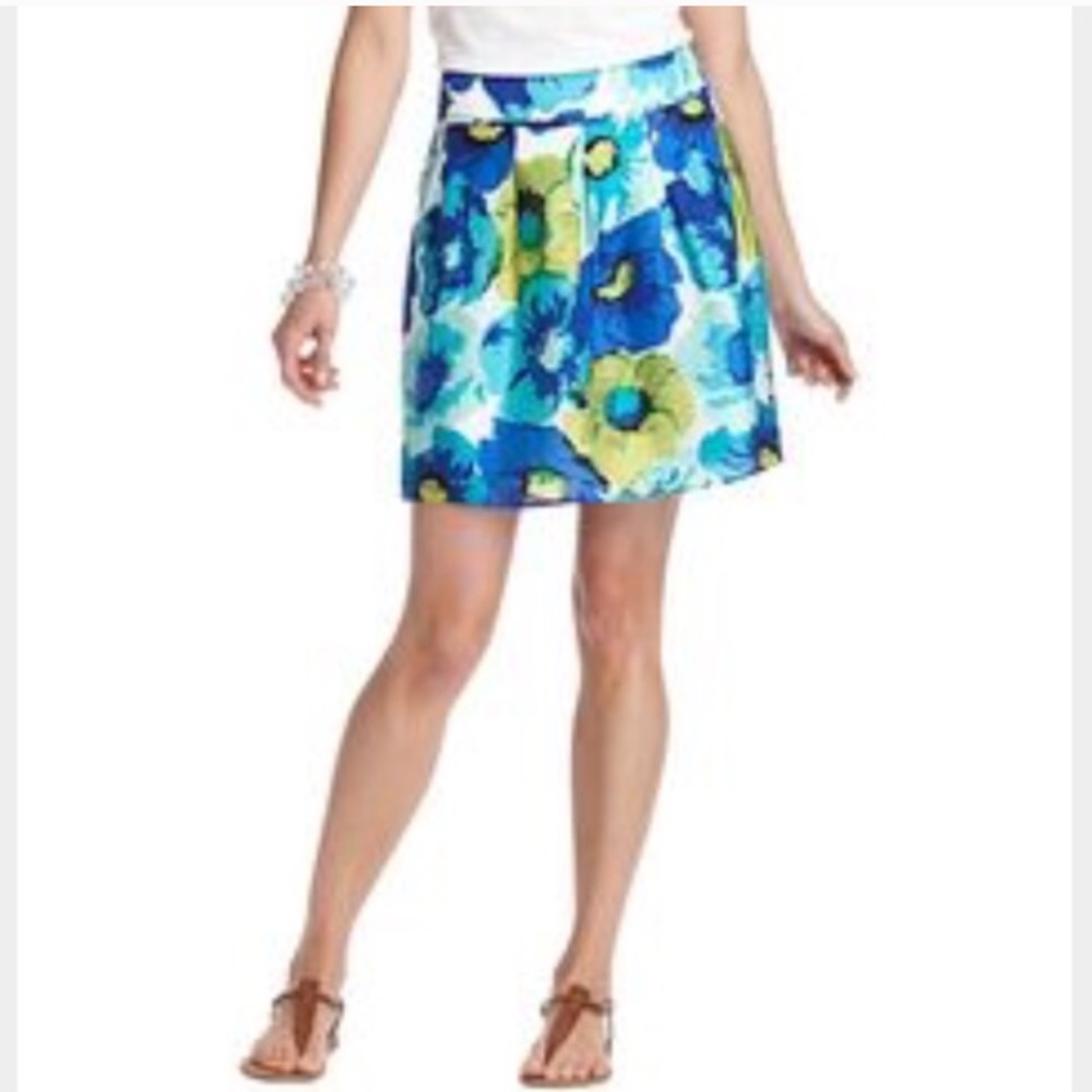 Ann Taylor Linen Floral Skirt 2P