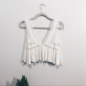Urban outfitters deep V cropped top crochet