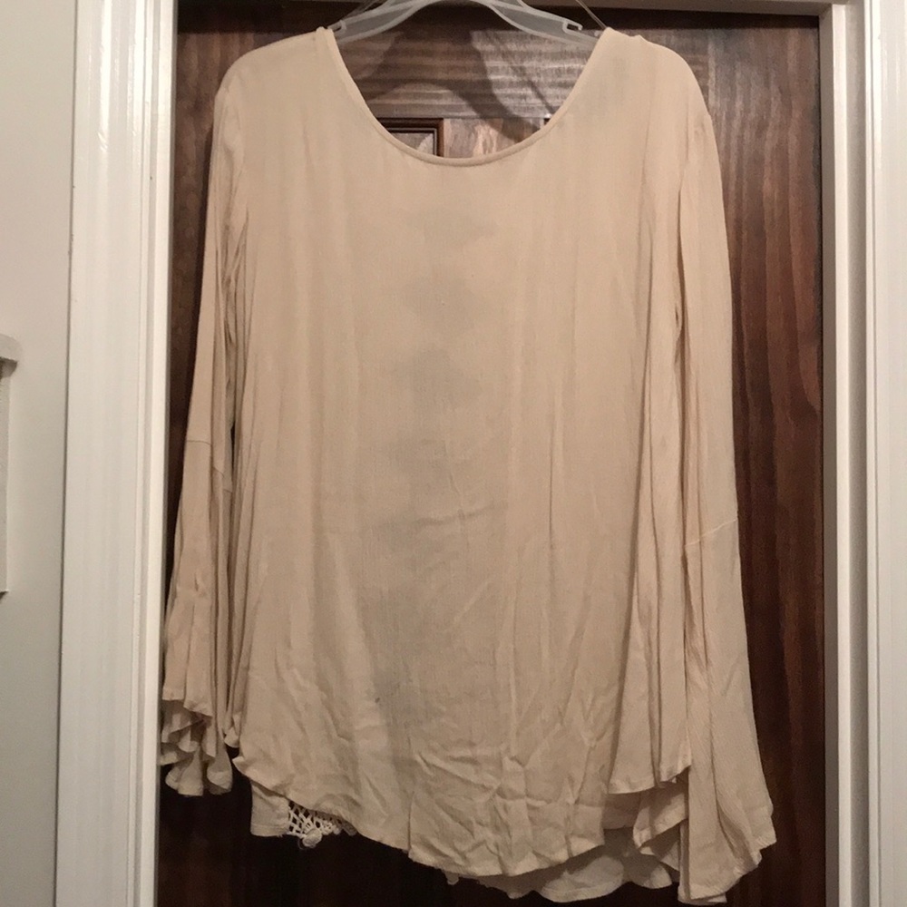 Beige Boho crochet back top
