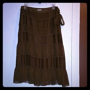 APT. 9 Dark Brown Ruffle Hem Zip & Tie Gypsy Skirt