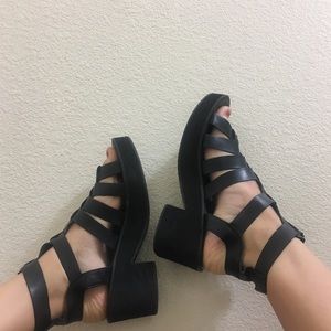 Platform Black Strappy Sandals