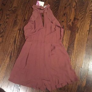 Ruffled front choker romper