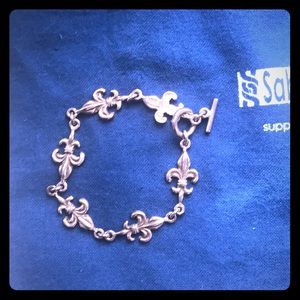 🔵⚜️Solid Sterling silver fleur de lis bracelet