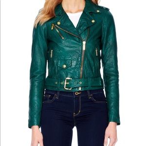 🎉🎊 SOLD🎊🎉Michael Kors Leather Jacket XL Green