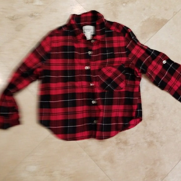 💋forever 21 crop top flannel top - Picture 3 of 3