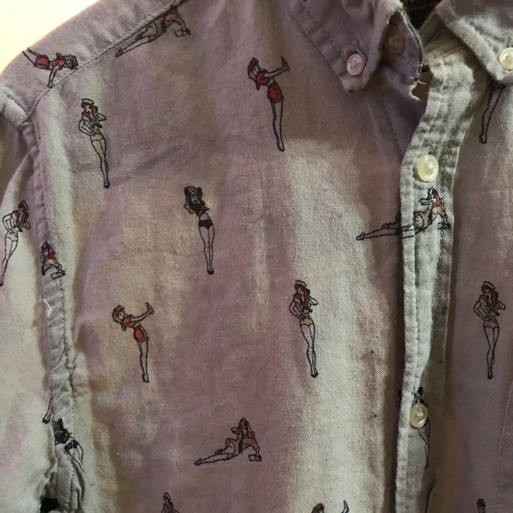 Sailor Jerry Pin Up Print Button Up! - image 1