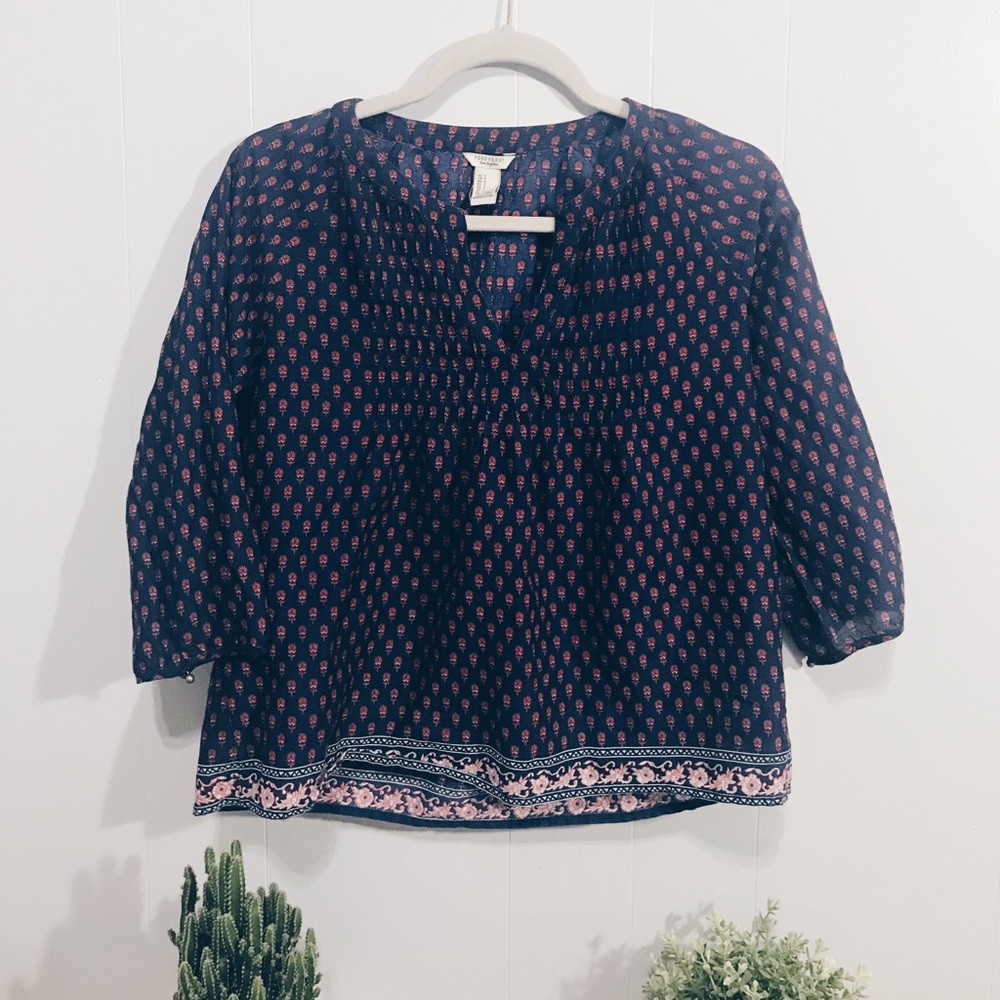 Bohemian chic 3/4 sleeve top