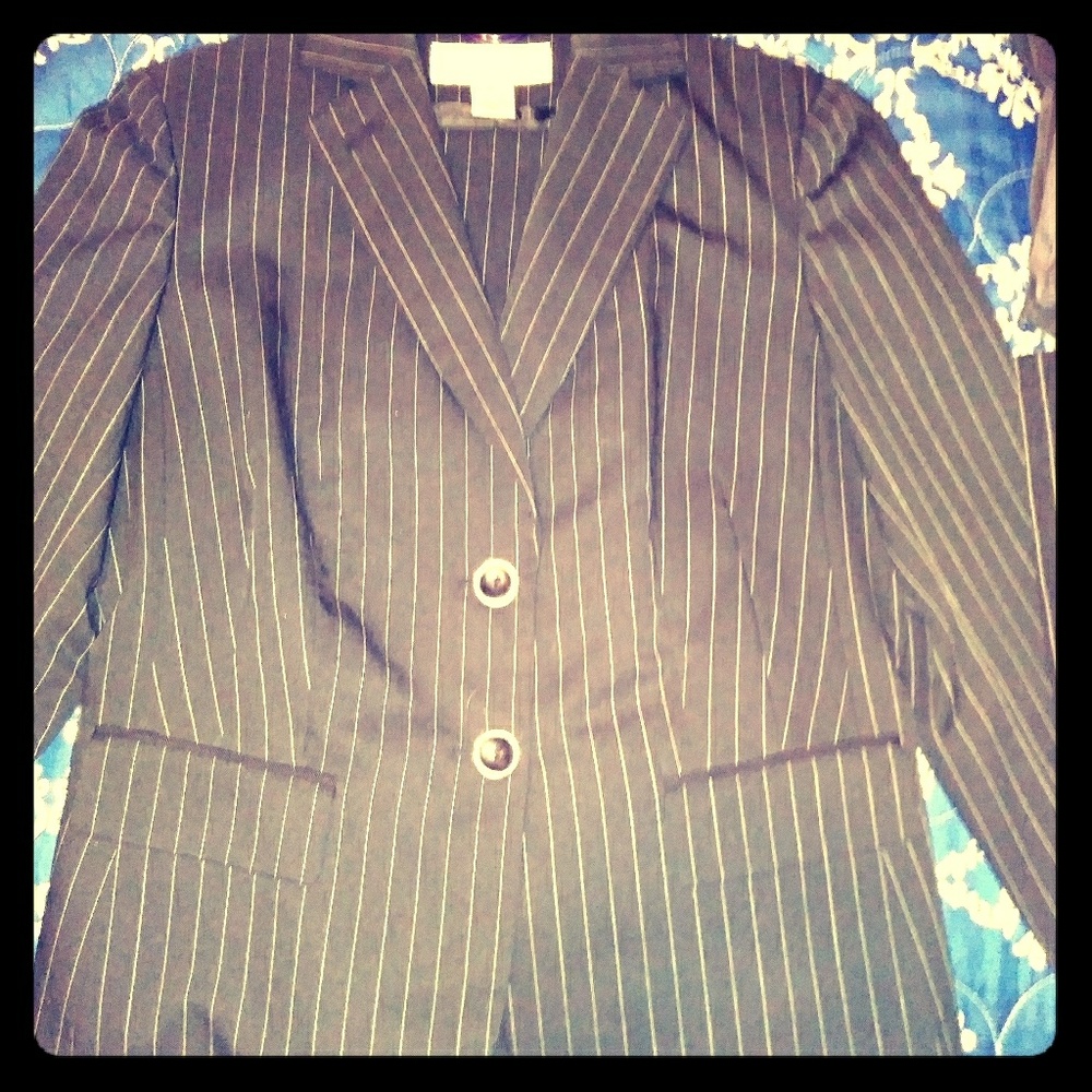 Pin strip pant suit.
