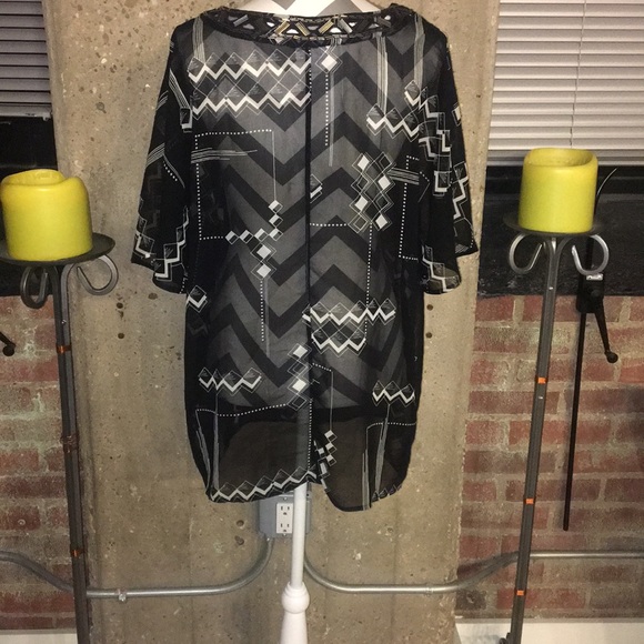 A Pea in the Pod Maternity Blouse✔️Black Geometric - Picture 5 of 5