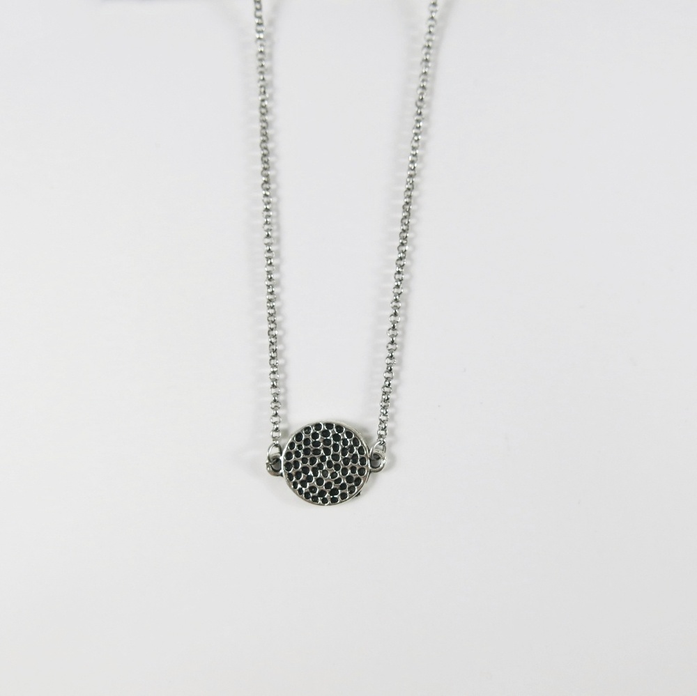 Edgy Silver Claire Necklace with Black Texture